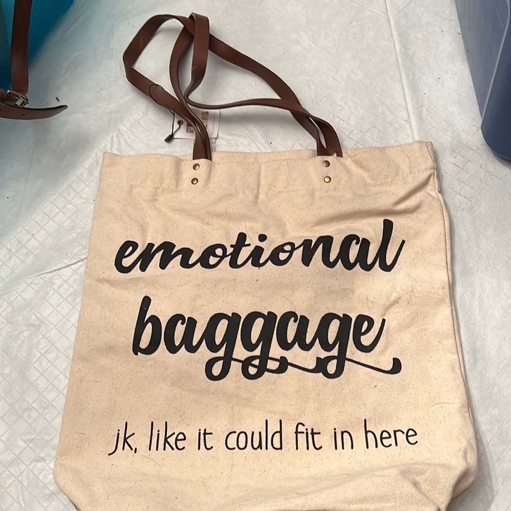 NWT Emotional Baggage canvas Tote by Fun Club